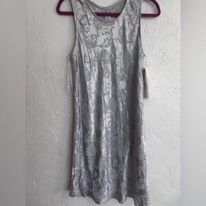 NWT Roberta Silver Stretch Jacquard Baroque‎ Sleeveless Tunic Dress 13/14